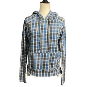 Frank & Eileen TEE LAB LIMITED EDITION PLAID Pullover Hoodie Blue Small